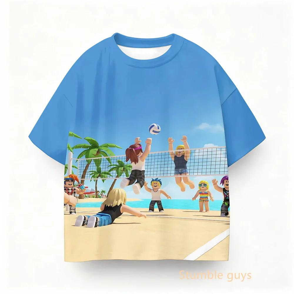 Summer Children Roblox T-shirt Boys Clothes Girls Anime Game Short Sleeve