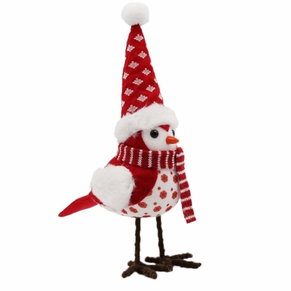 Standing Christmas Bird Figurines with Hat Festive Bird Statue Table Decoration