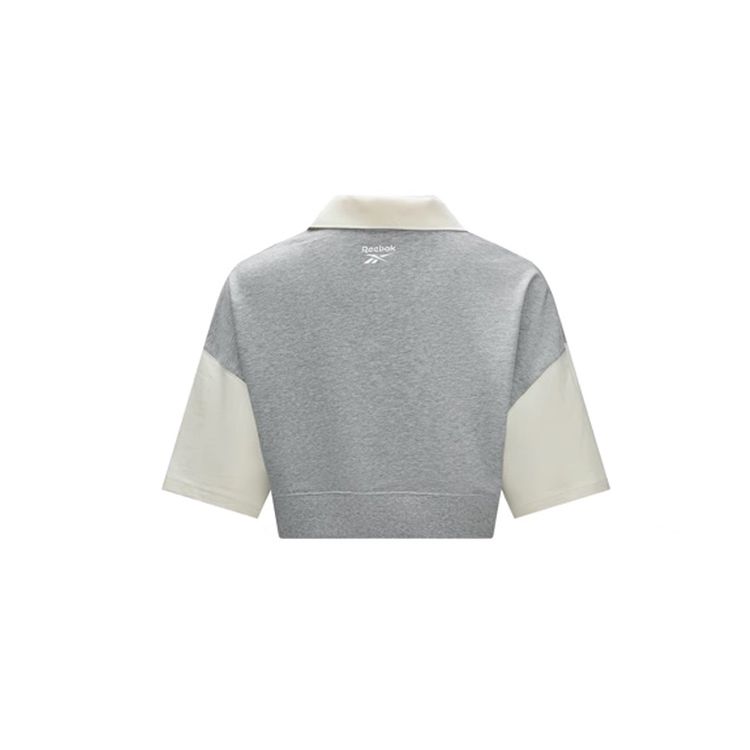 Reebok Lifestyle Series Color Block Sports Casual Knit Polo Shirt Women tops Light-Heather-Gray 24SRC408WGG3