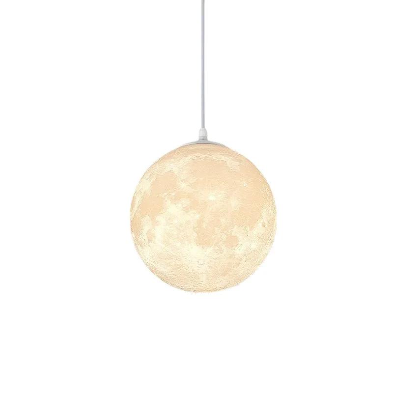 Nordic 3D printing moon chandelier simple children's room bedroom lamp restaurant decoration romantic planet small chandelier