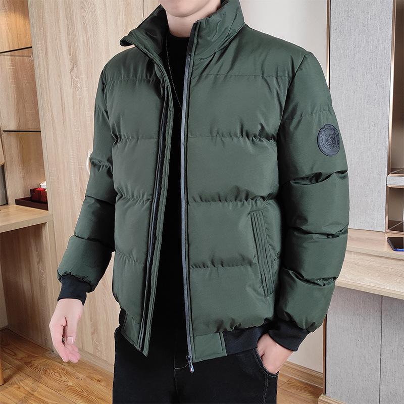 Men's Winter Stand Collar Thick Warm Cotton Jacket – Solid Color