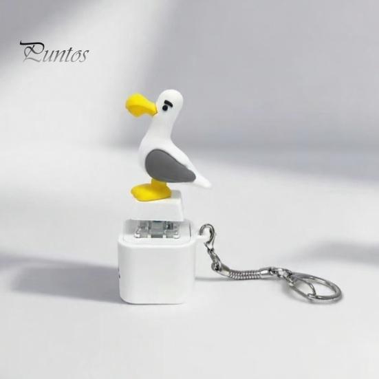 Beruhigendes Büro-Gadget Möwe Frosch Soundknopf Schlüsselanhänger, Kreatives Stressabbau Sprachspielzeug mit Geräuscherzeugendem Schlüsselanhänger Tiergeräusche & LED-Licht,