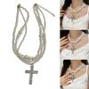 Retro Crystal Crosses Pendant Necklace Featuring Multilayer Faux Pearls Clavicle Chain For Elegant Jewelry Collection