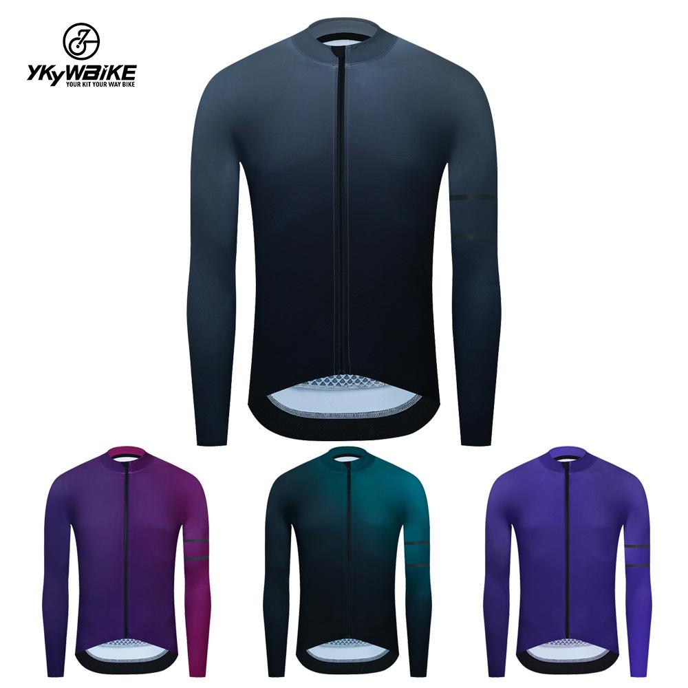 

YKYWBIKE Men s Winter Gradient Fleece-Lined Cycling Suit, Long-Sleeved Jersey XS