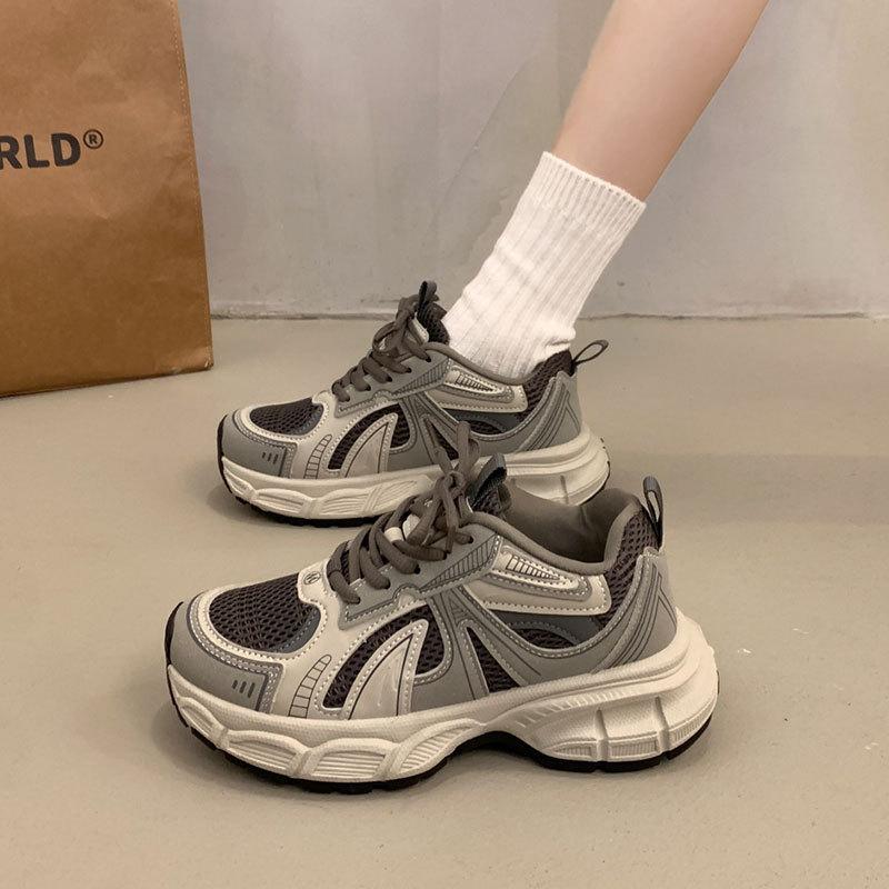 Kleine Sportschuhe vielseitig Ankola rot Dad-Schuhe Damen 2025 neu Frühling atmungsaktiv dicksohlige höhenverstärkende Freizeitschuhe