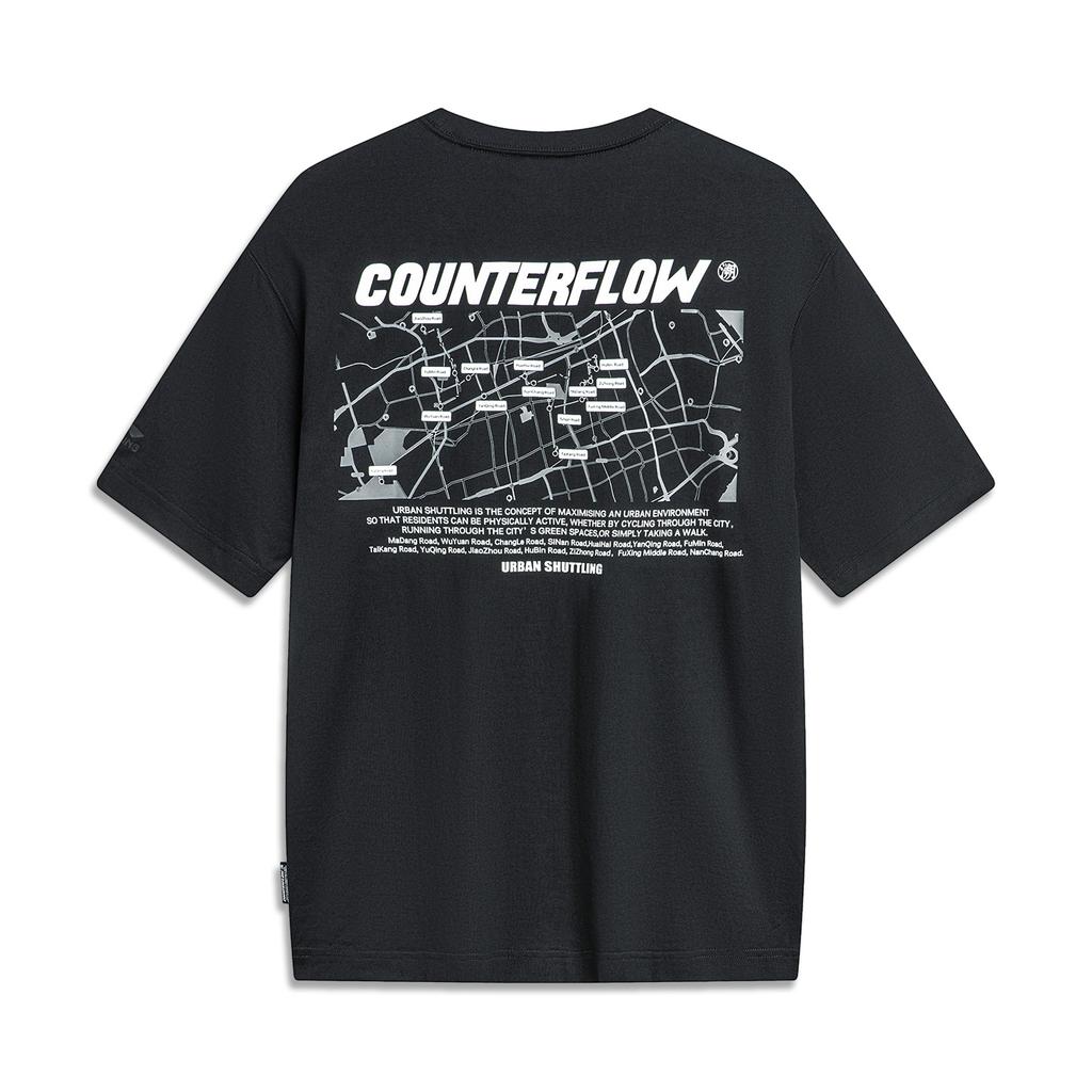 Li Ning CF Letter Round Neck Casual Sports Short Sleeve T-Shirt Men T-Shirts Black ATSU597-1