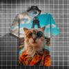 Cute Cat 3d Printed Summer Unisex Short Sleeve T-Shirt Creative Yet Personality O Collar Casual Comfortable Loose Top Shirt