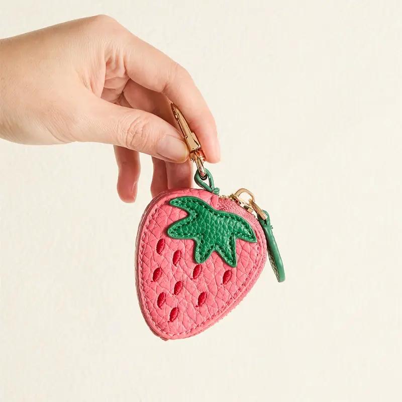 WTEMPO Cute Strawberry Lemon Shaped Coin Purse with Keychain Mini Change Purse Holiday Creative Special Gifts Wedding Birthday Christmas