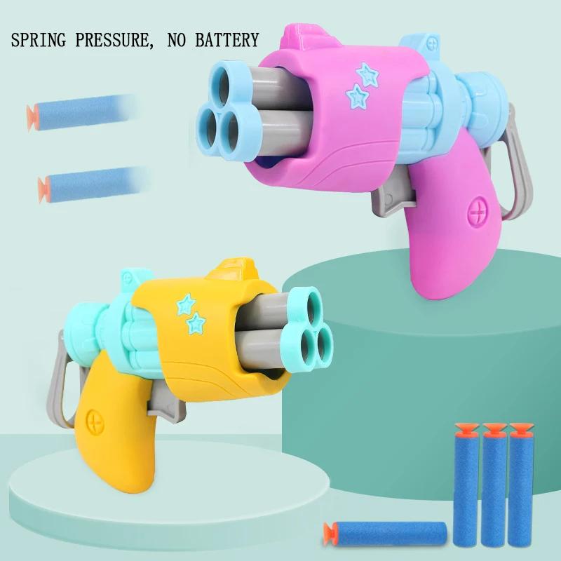 New toy gun Boy toy mini gunner soft bullet can be down three bullets indoor 3-6 year old children toy gun