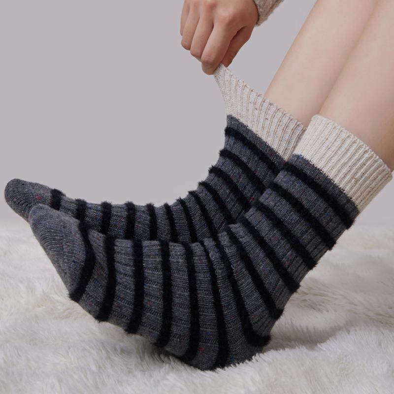 

Шкарпетки в корейському стилі Fair Isle Осінь та Зима Шкарпетки з начосом В язані Теплі Жіночі