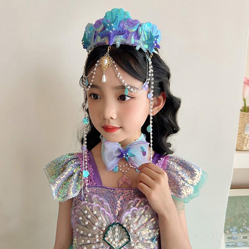 Mermaid Headwear, Children'S Princess Bow, Hairpin, Girls' Floating Yarn, Braided Hair Clip, Mermaid Maiden Hair Accessory