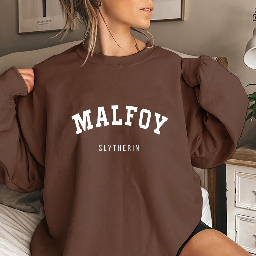 Malfoy Mode Enkel Bokstavströja Dam Slim Fit Ny Stil Sportkläder Mode Kläder Rund Hals Gatustil Hoodie