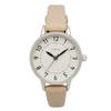 Fieldwork Women's Analog Watch, Simple, Easy To Read, Nuance Color, Faux Leather Band, Rhinestones, High-End Look, 10mm Band Width, SilverBeige,
