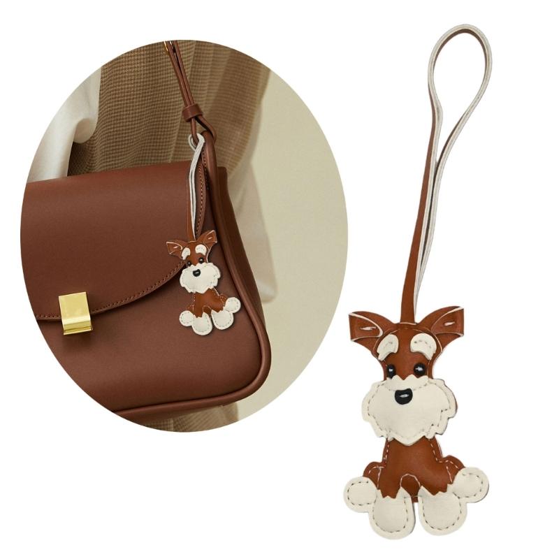 Multipurpose Schnauzer Dog Keychain Fashion Accessory for Pet Lovers and Stylish Individuals In Sturdy PU Leather