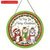 2d Flat 20*20cm, Christmas Home Decoration, Wooden Sign with Three Singing Cats, Circular Sign Decoration Board, for Home, Kitchen, Garden, Bedroom