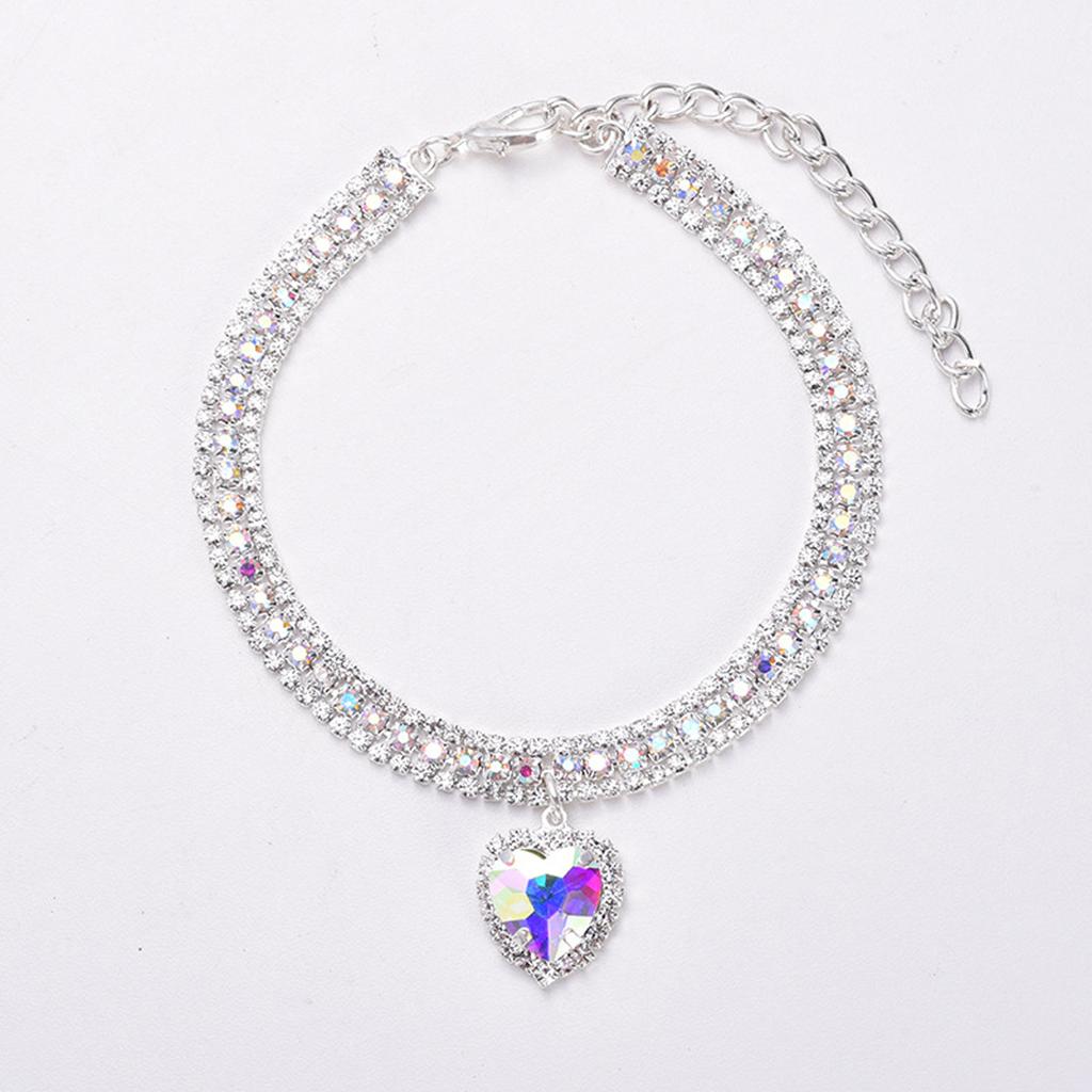 Luxury Crystal  Collar Love Pendant Necklace Pet Collar Adjustable Small Dog  Neck Ring Rhinestone Collar Pet Accessories