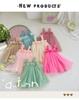 Rochie de Plajă Summer cu Bretele din Plasă și Flori 3D pentru Fete Dulci - Fustă Pufoasă de Prințesă pentru Bebelușe.
