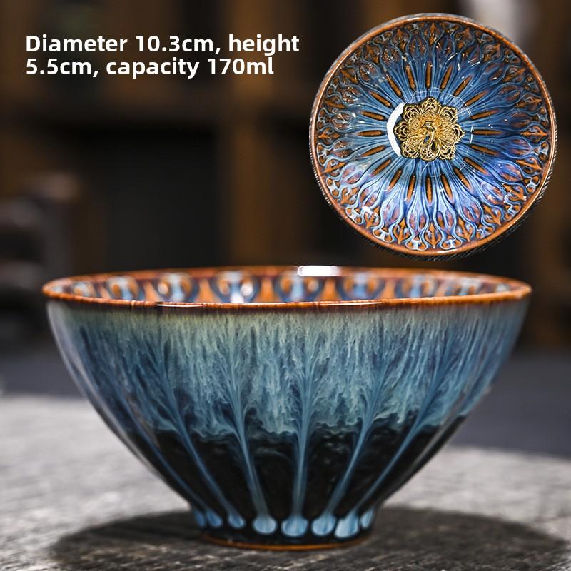 Tradition Kiln Transformation Ceramic Teacup Home Master Cup Chinese Tea Set Accessories Handmade Silver Inlay Tea Cup