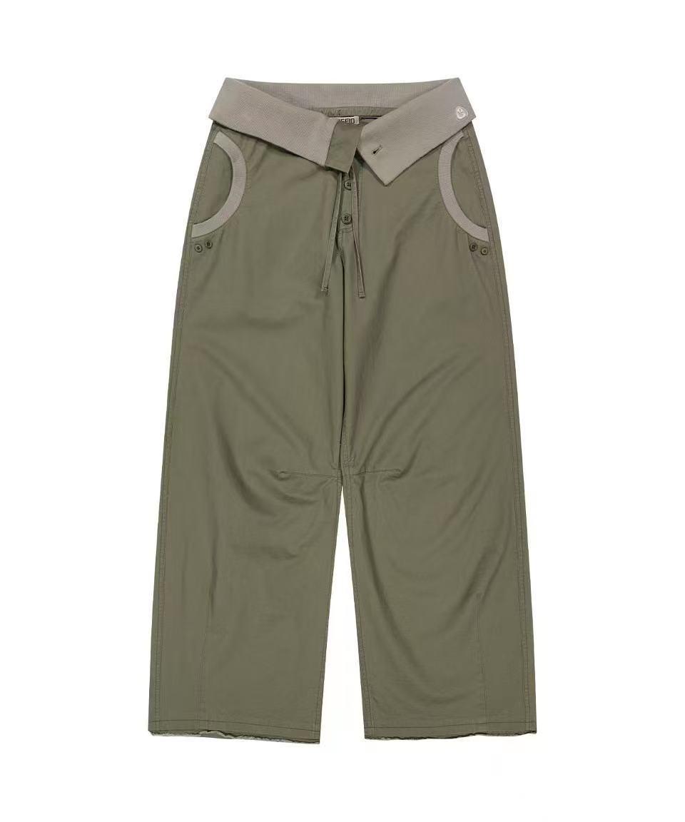 

Korean High-Waisted Drawstring Wide-Leg Cargo Pants for Women - Summer 26 Collection Small армия зеленый