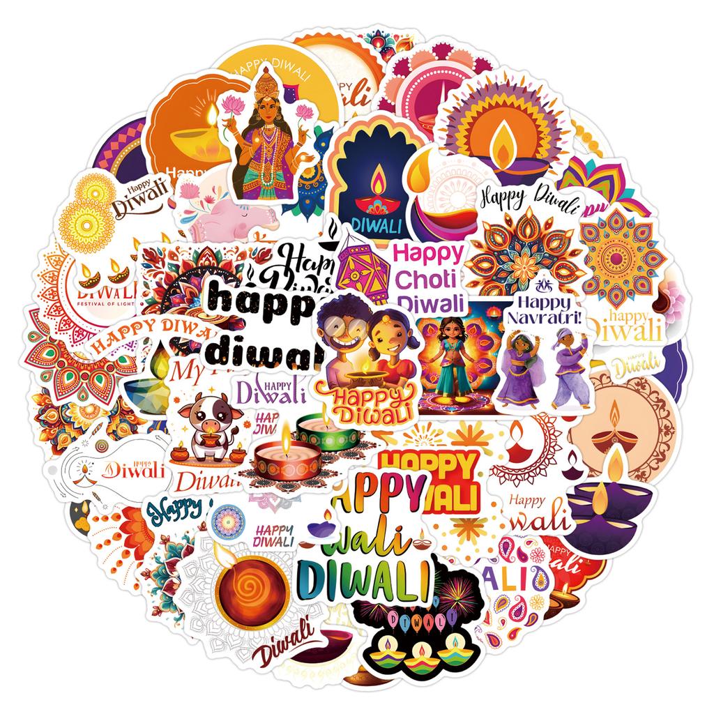 55 New Happy Diwali Graffiti Stickers Decorate Suitcase Laptop Mobile Phone Stickers