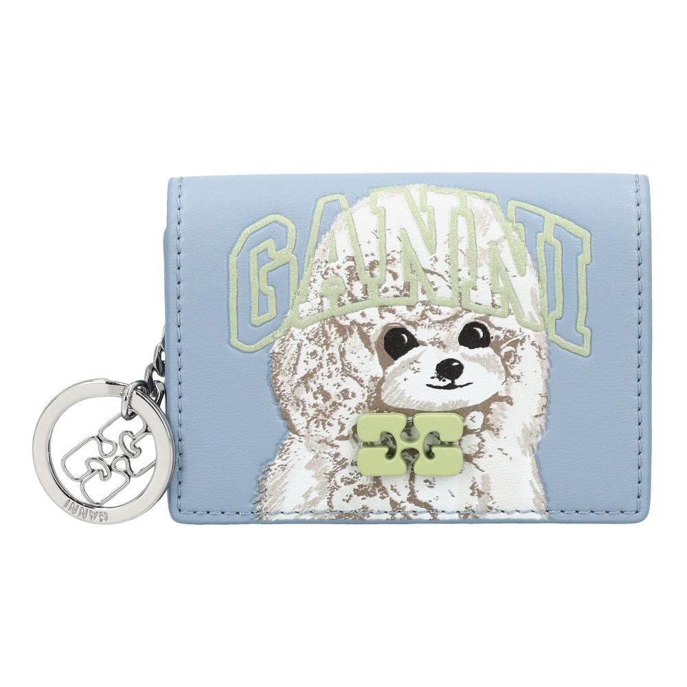 Ganni Poodle Logo Bow Flap Card Wallet A6777 326