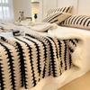 Thicken Jacquard Plush Blanket Cloud-feel Fleece Double-layer Plush Blanket Geometric Design Skin-Friendly Comfort Office Home