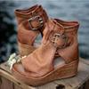 2026 Summer New Women's High Top Wedge Sandal Boots Thick Sole Peep Toe Fashion Platform Heel Shoes
