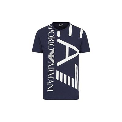 Ss22 Cotton Letter Crew Neck Short Sleeve T-Shirt Men Tops Navy-Blue 3KPT07-PJA2Z-1554