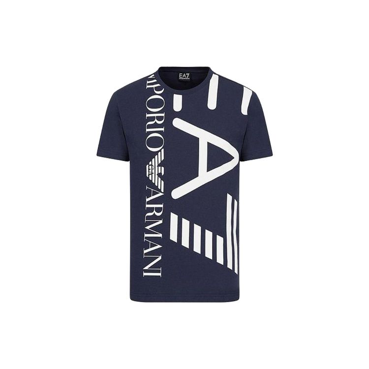 Emporio Armani Ss22 Cotton Letter Crew Neck Short Sleeve T-Shirt Men Tops Navy-Blue 3KPT07-PJA2Z-1554