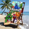 Custom Name Personalized Game Rainbow Friends Print Beach Towel, for Trip Camping Beach Party Home Decor, Birthday Gift for Family & Friends