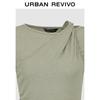 UR2026 Women's Ruched Twist Boat Neck Short Sleeve T-shirt
