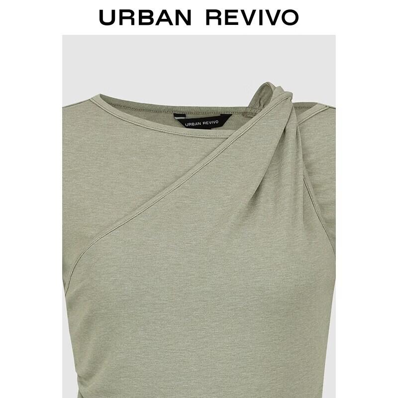 UR2026 Women's Ruched Twist Boat Neck Short Sleeve T-shirt
