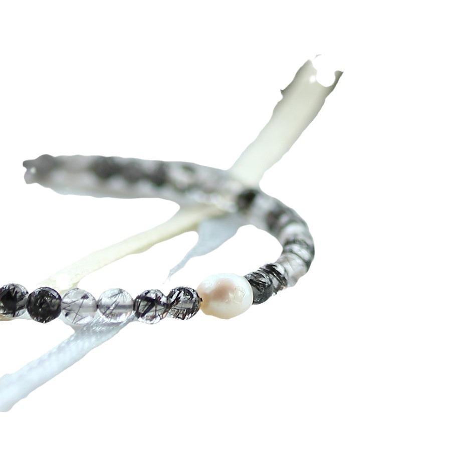 Natural black hair crystal diy Simple design women's pearl bracelet, bulk discounts available