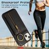 For iPhone 14/13 Leather Back Cover Zipper Wallet Kickstand Phone Case with Shoulder Strap