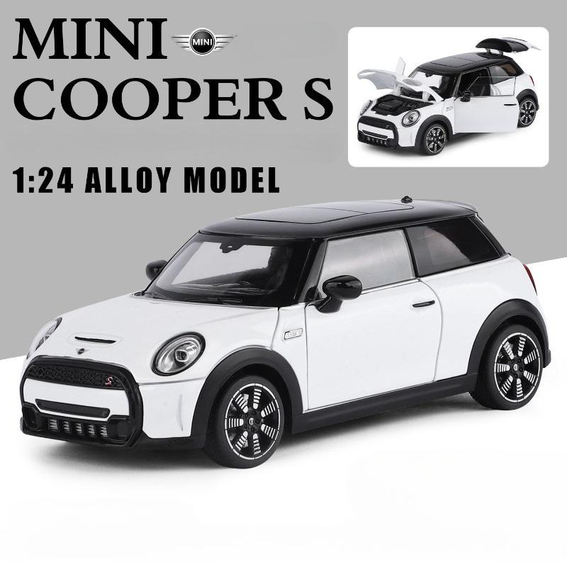 Simulation 1/24 Bmw Mini Cooper Salloy Automodell Druckguss Spielzeugfahrzeug Sammlung Miniatur Auto Ornament Geschenk Wohnkultur white