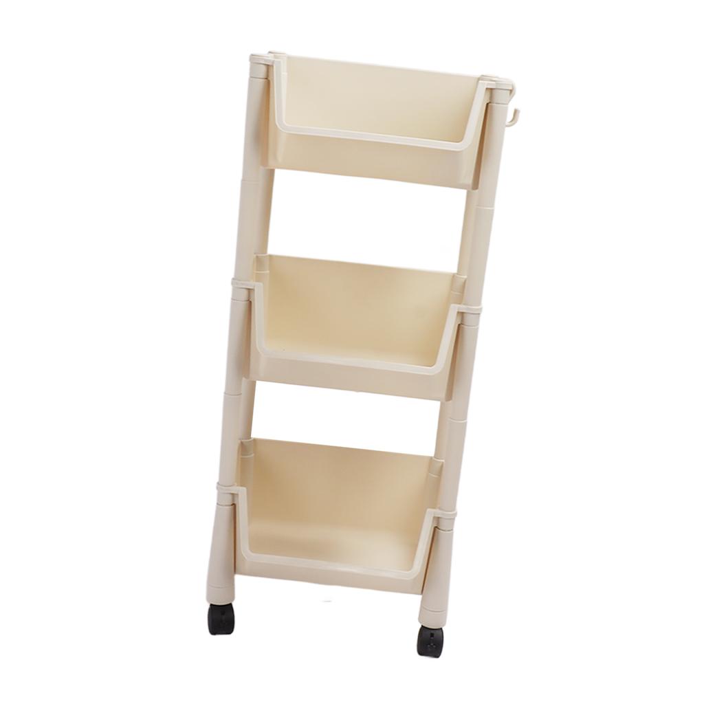 Movable Vertical Shelf PP Essy To Install Save Space Slide Out Utility Cart for Office Bathroom