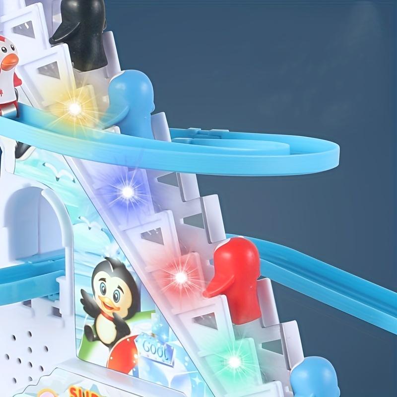 Penguin Race Set Penguin Slide Playset LED Flashing Lights Racing Track Game Set Penguin Stair Climbing Toys Kids Holiday Gift