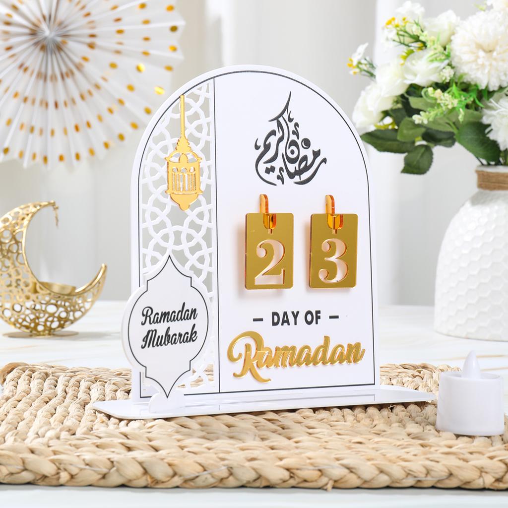 2024 Ramadan Countdown-Kalender Eid Mubarak Ornament Acryl Ramadan Kalender Muslim Party Dekoration Handwerk Eid Al-Adha Ornament