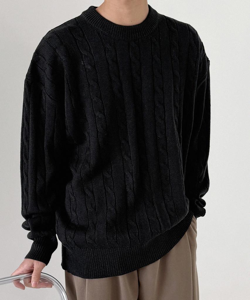 ORIGINALDAY Oversized Round Cable Knit Black