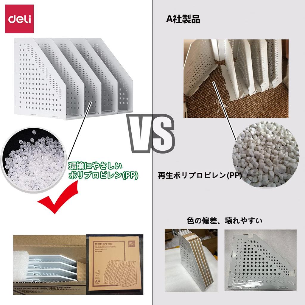 Deli Authentic A4 File Box, Desk Shelf, Foldable Bookshelf with Vertical Compartments for Office Organization and Storage, Office Storage, Desktop