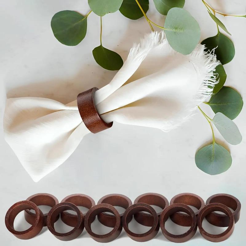 Wood Napkin Rings Dining Table Napkin Holder Decorative Holiday Napkin Rings for Wedding Party Dinner Table Decoration
