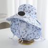 Door Fan Anti-UV Solar Fan Cap Breathable 300MA Current Sun Cap Long Sun Shield Floral Design Cooling Fan Hat Outdoor Activities