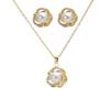 Elegant Zircon Lucky Clover Necklace Earring Set Women Light Luxury Geometric Pendant Jewelry Party Office Wear
