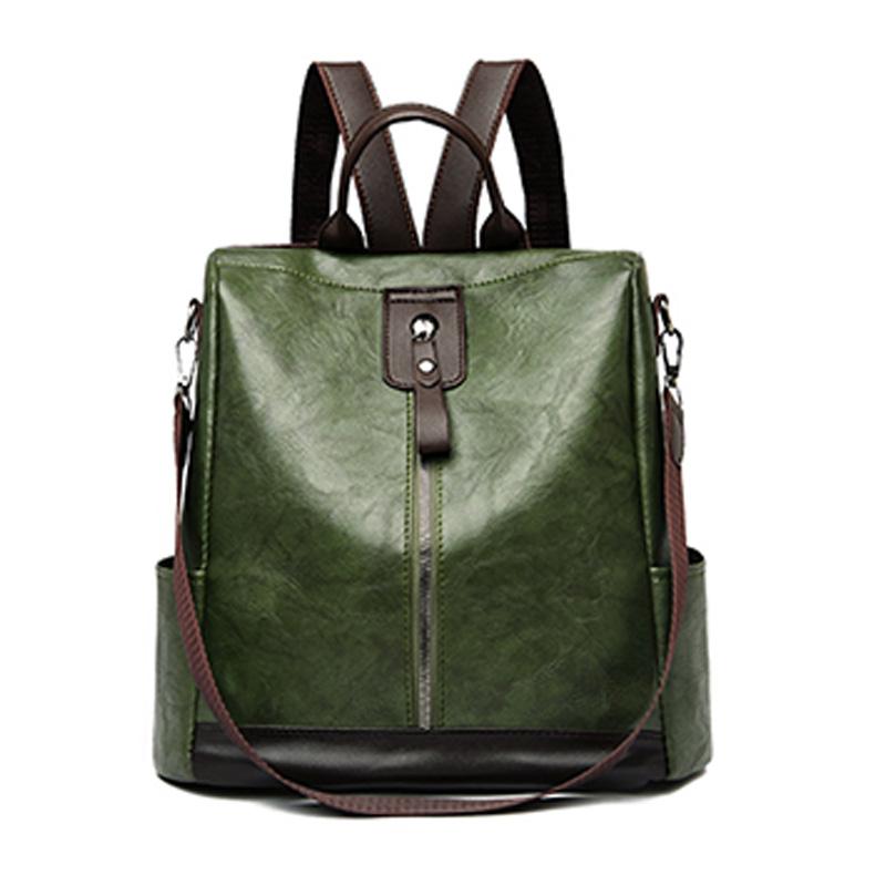 Lightweight PU Unisex Fashion Backpack Simple Vintage Headphone Port Multi Pocket with Adjustable Straps for Work & Travel