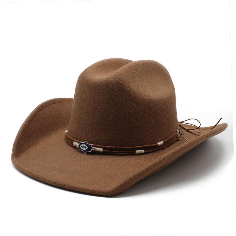 Cowboy Style Decoration Western Denim Felt Top Hat Outdoor Travel Warm Hat Tide