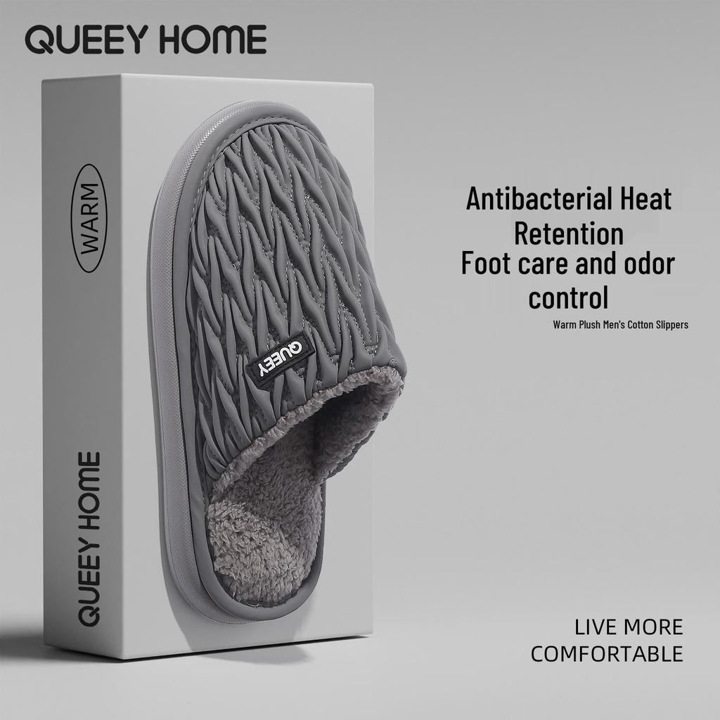 Waterproof Men's & Women's Cotton Slippers - Non-slip, Thick Sole, Antibacterial, Deodorant, Warm, & Closed-Toe for Autumn/Winter 2025.
