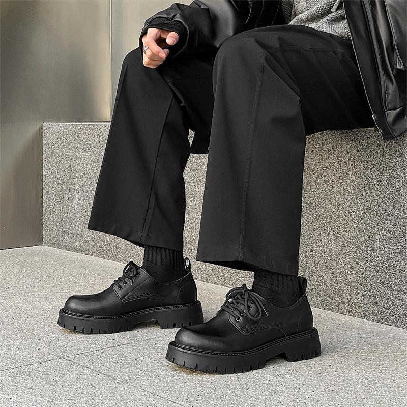 Leather Shoes Men's British Platform Casual Derby Shoes Formal Business Wedding Height Increase Men's Shoes 2951-J