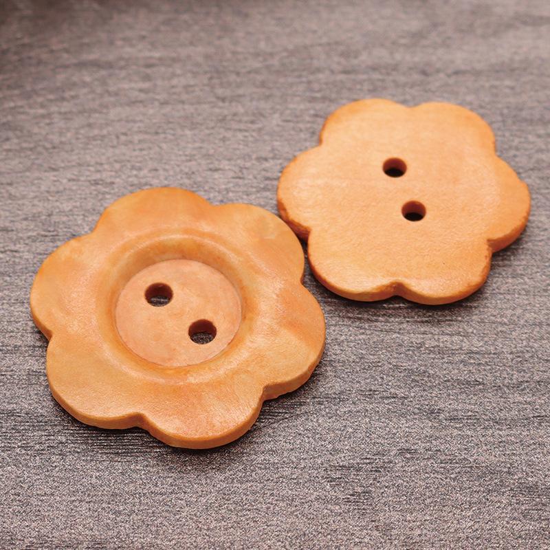 50Pcs DIY Wood Buttons Sewing Accessories Handmade Wood Crafts Clothing Sweater Decoration 2 Holes Wooden Vintage Button