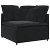 Modular Sofa with Footstool and Cushions Velvet Black