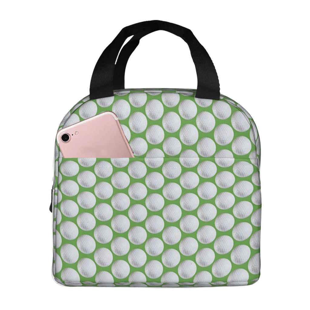 Golf Ball Pattern Insulated Lunch Bag for Kids School Cooler Thermal Food Box Tote Leakproof Lunch Boxes Container